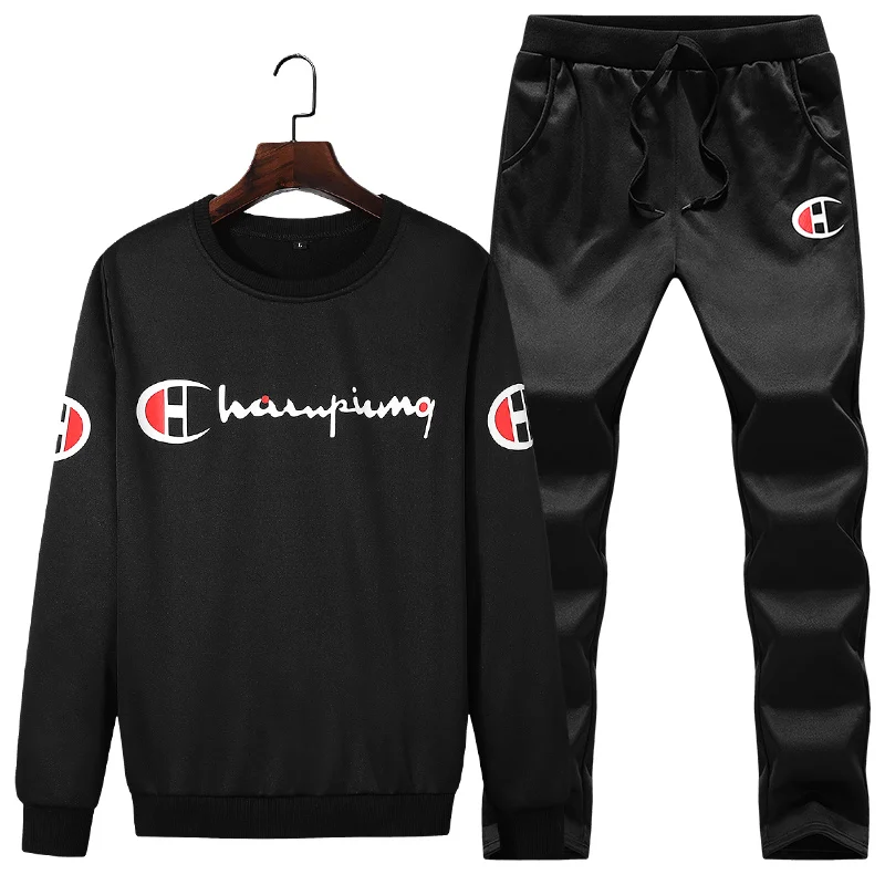 New Men's Casual Tracksuit Two Piece Set Sportswear Drawstring Pants +Letter Printed Hoodies Unique Sports Set M-4xl Sweat Suit