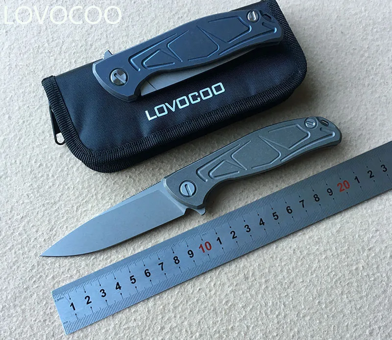 

LOVOCOO F95 S pattern D2 blade Titanium handle Flipper folding knife Outdoor camping hunting pocket knives EDC tools survive