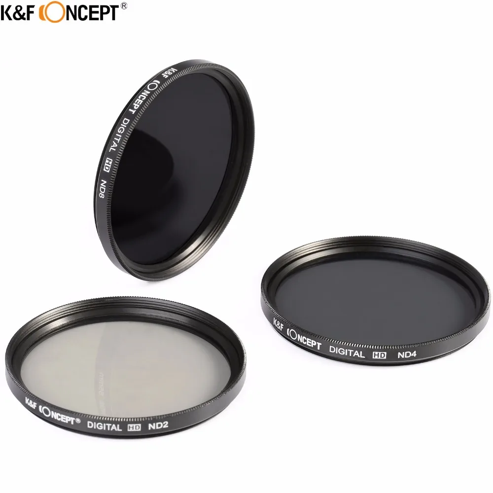 Комплект фильтров K & F CONCEPT ND для объектива 52/55/58/62/67/72/77 мм ND2 + ND4 ND8 сумка чистящая