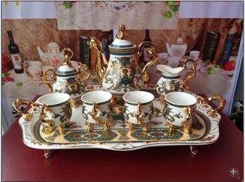 

2018 European style Ceramic Coffee Cup set High-grade tea cup with tray Free Shipping