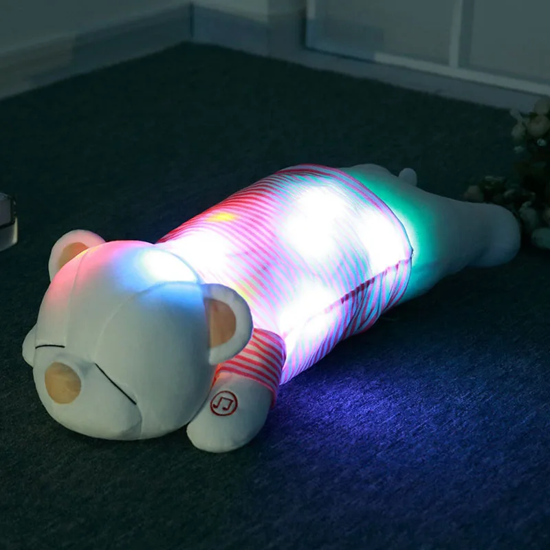Креативный светящийся светодиодный Bluetooth музыкальный полярный медведь, мягкие животные плюшевые игрушки, красочный светящийся медведь, рождественский подарок для детей - Цвет: Bear-pink