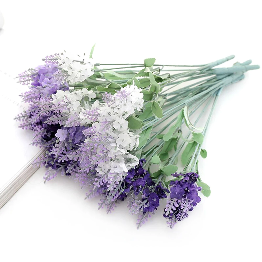 10Pcs Artificial Flower Lavender Silk Flowers Bouquet For Wedding Home