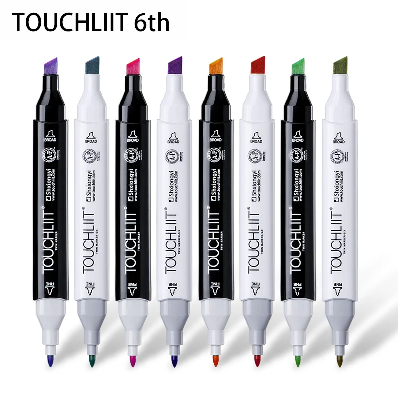 Touchliit художественный маркер 204 цветов спиртовой масляной маркер двухсторонний мелкий кончик художественная живопись для аниме/здания/одежды/ландшафта