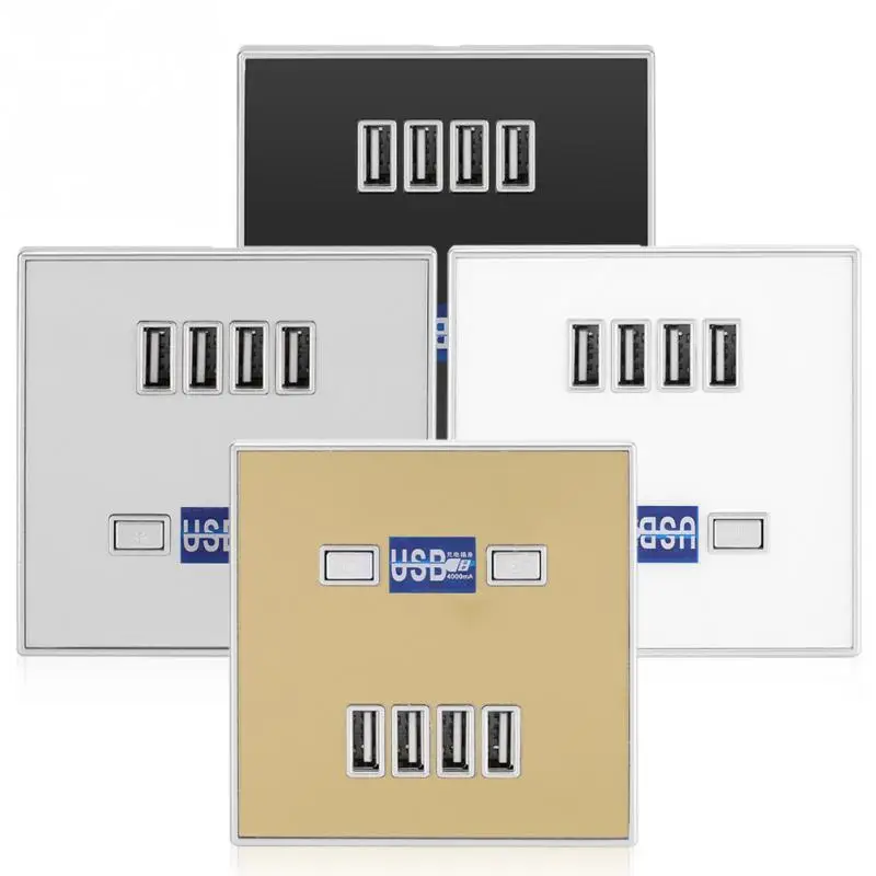 4 зарядное устройство настенная розетка светодиодная лампа USB станция для