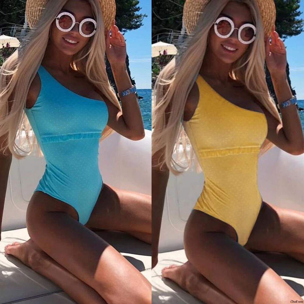 

Sexy One Piece Swimsuit Women 2019 Summer Beachwear Lace One Shoulder Swimwear Bathing Suits Bodysuit Monokini Swimsuit