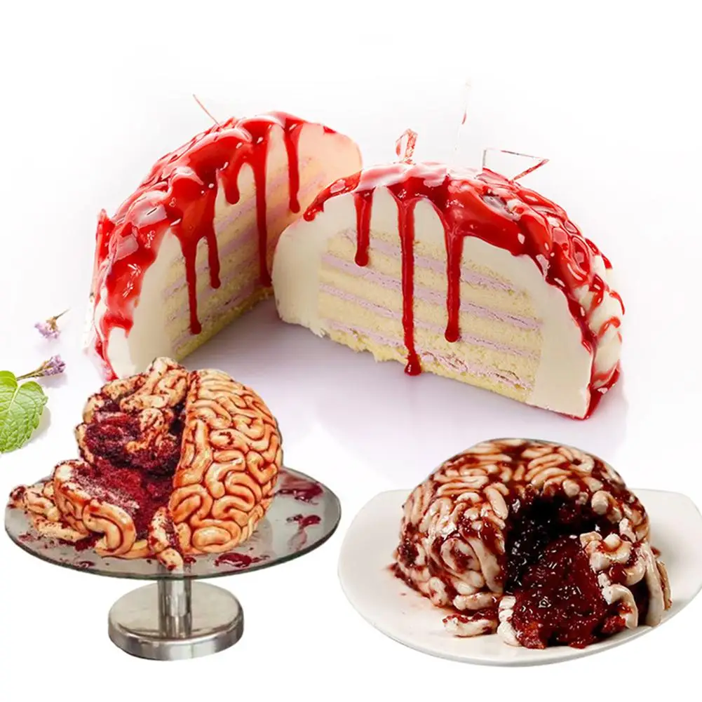Ruluti Kitchen Diy Cake Ice Cream Mould Manual Diy Innovative Brain Shaped Silicone Mould Making Cake Baking Tools