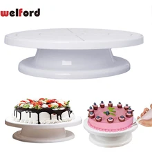 28 белый Пластик торт проигрыватель пластина вращающийся украшения торта проигрыватель противоскольжения круглый торт Декор стенд для выпечки инструмент