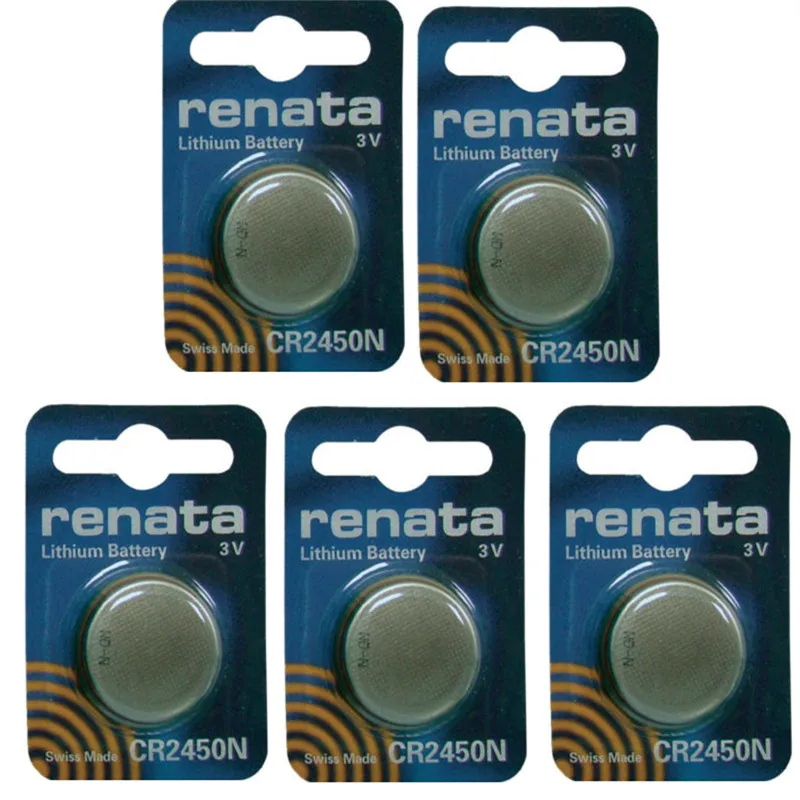 5Pcs/Lot Renata lithium Battery CR2450 CR2450N 3V original brand renata 2450 battery batteries Free Shipping