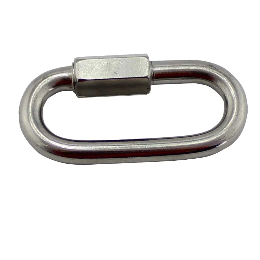 304 stainless steel buckles loop welding wire loop circular ring o type chain link hooks for hanging tent jump bed yoga hammock M5 Stainless Steel 304 Screw Oval Quick Link Carabiner Ring for Chain 20pcs