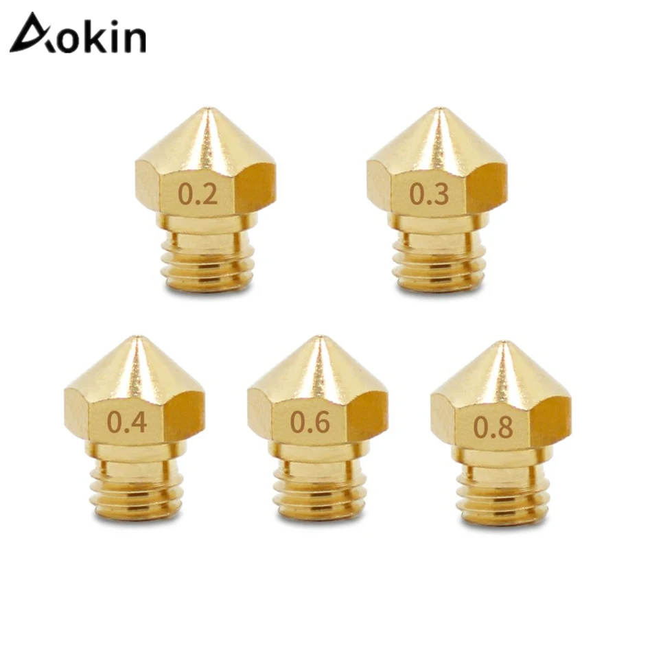 Aokin MK10 Extruder Nozzle For 3D Printer Makerbot 2 0.2mm 0.3mm 0.4mm 0.6mm 0.8mm MK10 Extruder Nozzle For 3D Printer Parts