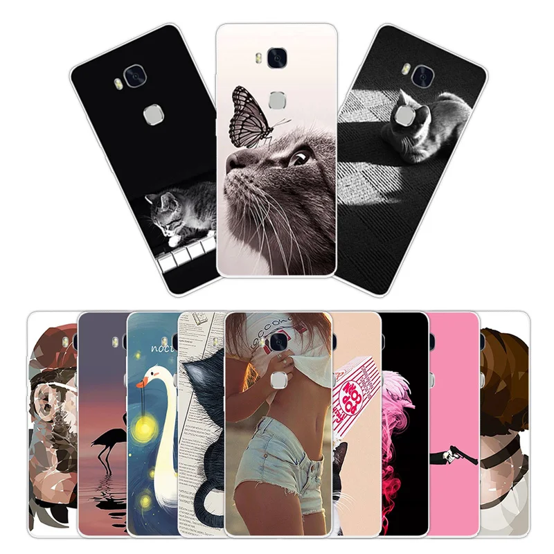 5.5&quot For Huawei Honor 5X / Play Back Black Matte Cover for GR5 KIW-TL00 KIW-TL00H Sweetheart Phone Cases Transparent |