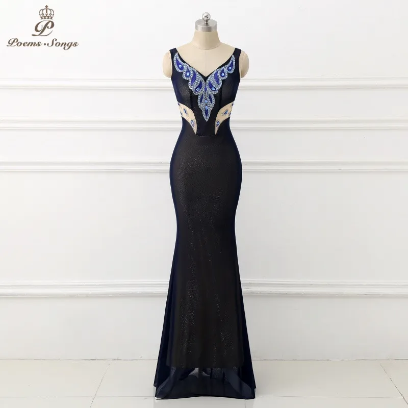

Poems Songs 2018 Double-V Evening Dress prom gowns Formal Party dress vestido de festa personality Vintage robe longue