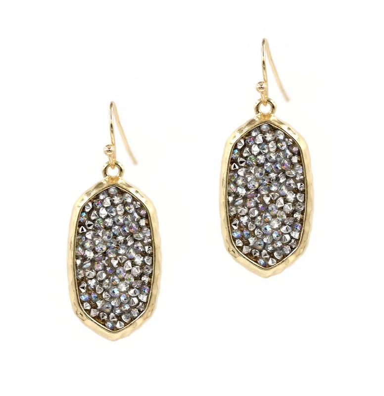

2018 New Paved Sprinkle Multi Crystal Colored Rhinestone oval Earrings for Women