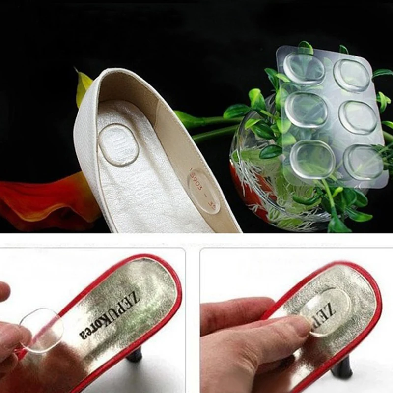 

6pcs Silicone Gel Shoe Insole Inserts Pad Cushion Heel Grips Liner Gel Soft Adhesive Antiskid Shoe Insole MR0039