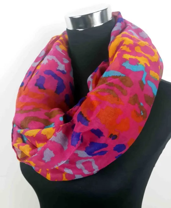 Разноцветный Леопардовый длинный шарф с рисунком снуд женские вечерние аксессуары для мероприятий подарок для нее - Цвет: dark pink