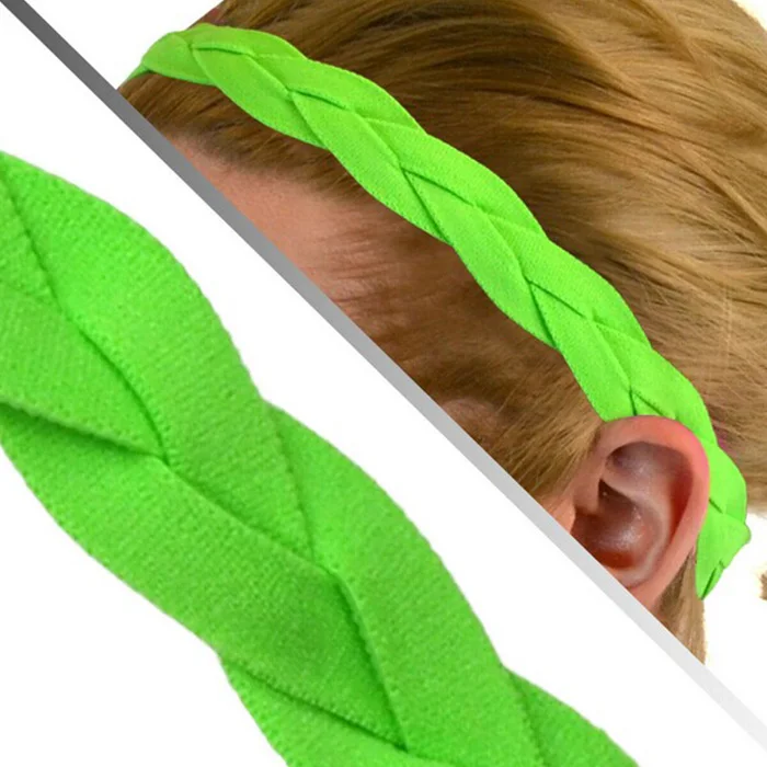 Neon green baseball headband softball headband 3 rope non sllip braided