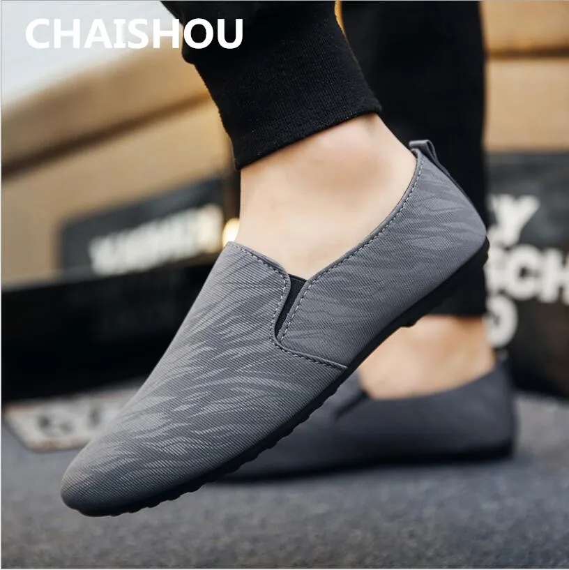 

CHAISHOU Shoes Men Spring Autumn Canvas Loafers Shoes Male Flats Slip-On Driving Shoes Soft Comfortable Zapatilla Hombre F-230