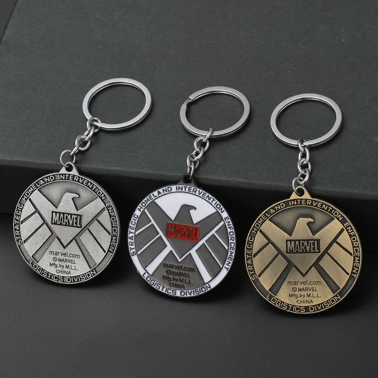 

Fashion Jewelry Shield Key Chains Captain America SuperHeroe The Avengers Logo Style Metal Key Chains
