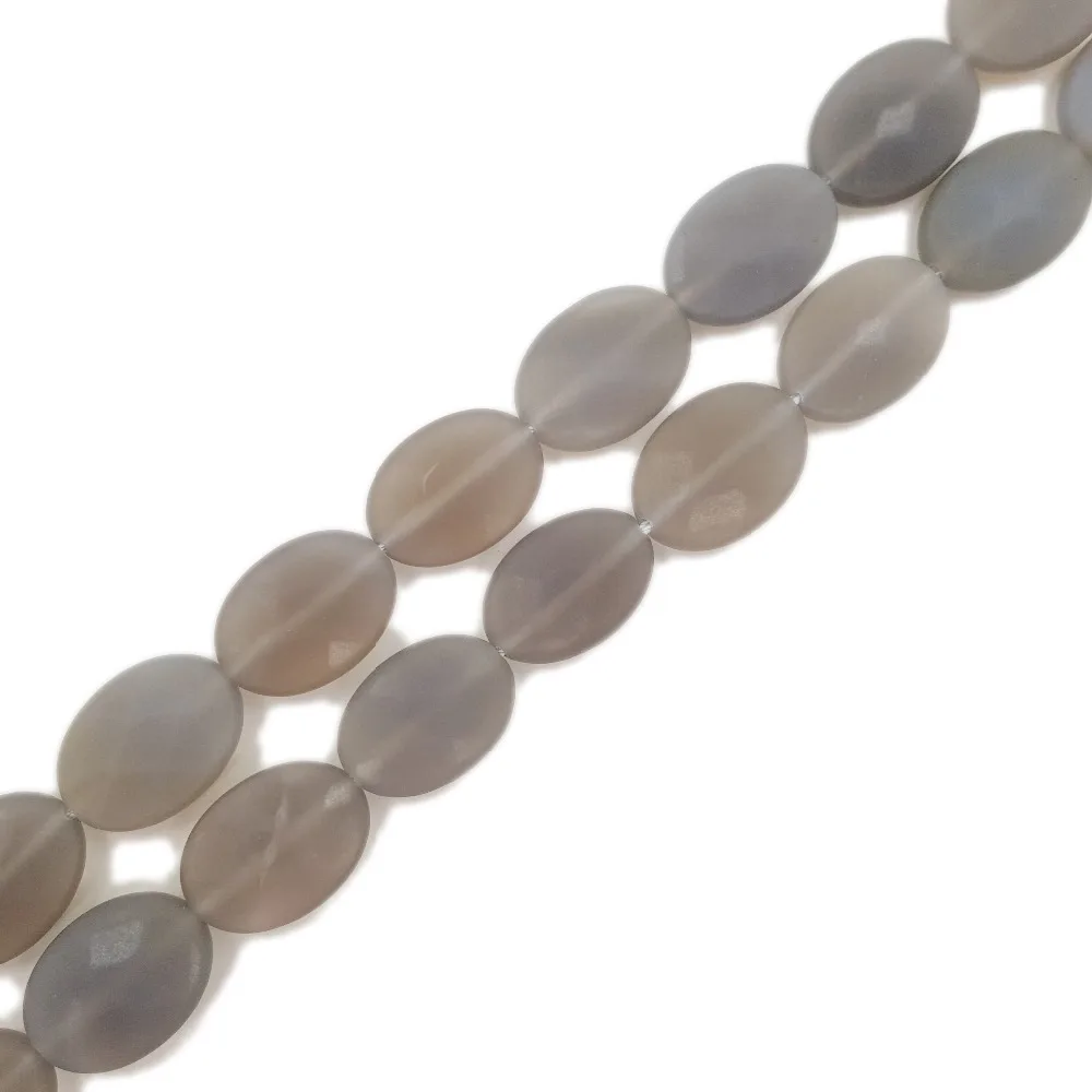 

Lii Ji Natural Stone Grey Agate Matte Oval Shape Faceted Beads Approx 13x18mm Loose Beads for DIY Jewelry 38cm