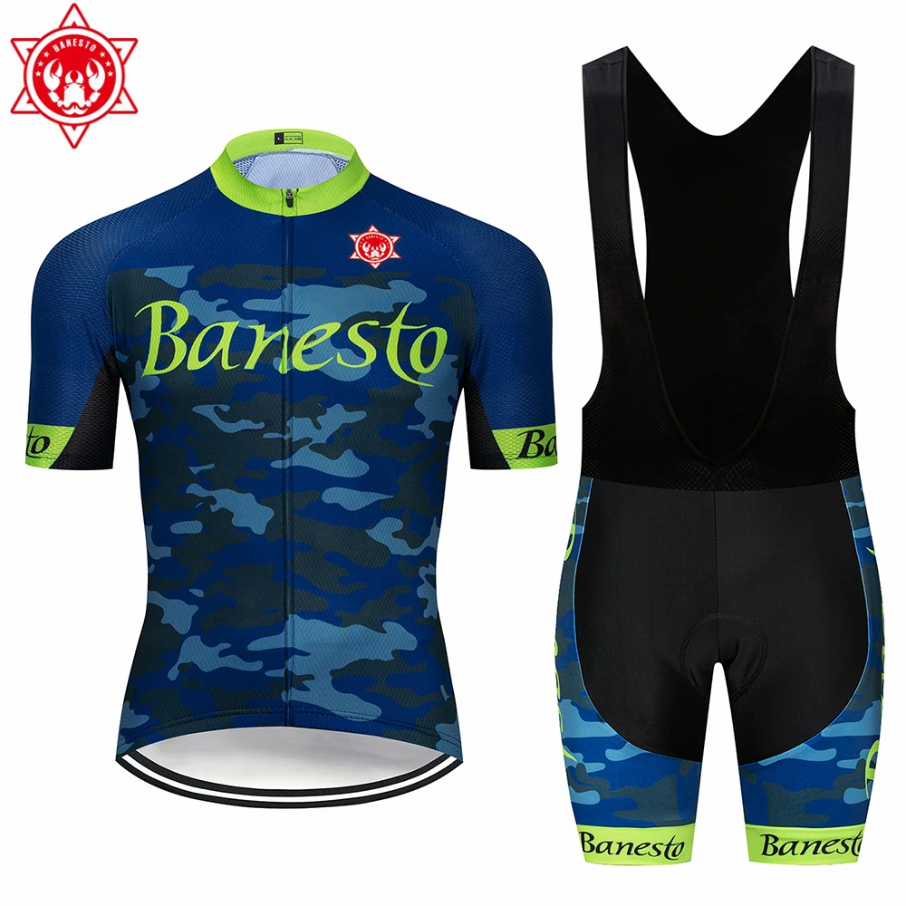 2018 Banesto Cycling Jersey Maillot Ciclismo Short Sleeve and bib Shorts Kits Strap cycle jerseys | Спорт и развлечения