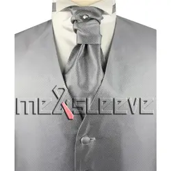 Новый серебряный пять кнопка смокинг жилет с соответствующими ascot галстук
