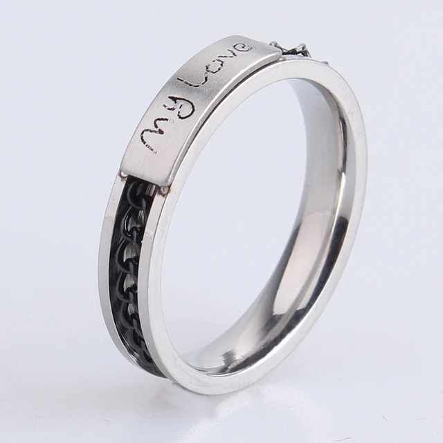 Free Shipping 4mm My Love Black Chain 316l Stainless Steel Wedding Free Shipping 4mm My Love Black Chain 316l Stainless Steel Wedding Rings For Women Whole