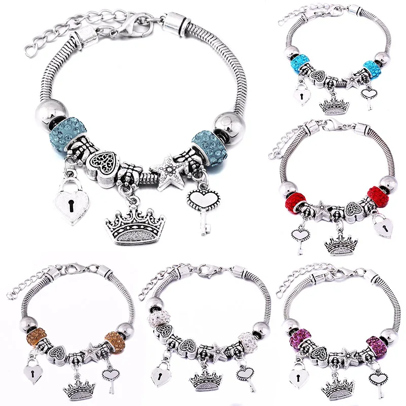 Closeout Charm Bangle Bracelet Jewelry Snake-Chain Crown Lobster Fashion-Accessories Romantic 16RORer8