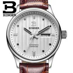 Швейцария мужские часы люксовый бренд часы Бингер бизнес Автоматический мужские часы кожаный ремешок сопротивление воды часы B5006-4