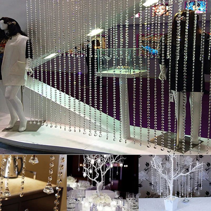 

10M DIY Wedding Decor Diamond Curtain Acrylic Crystal Beads Curtain Strand Garland
