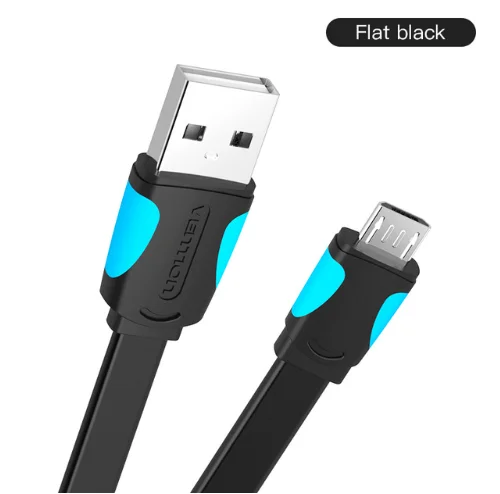Flat Black Vention Micro USB кабель провод для быстрого заряда для Android мобильного телефона синхронизации данных Кабель зарядного устройства 3 м 2 м 1 м для samsung htc Xiaomi sony - Цвет: Flat Black