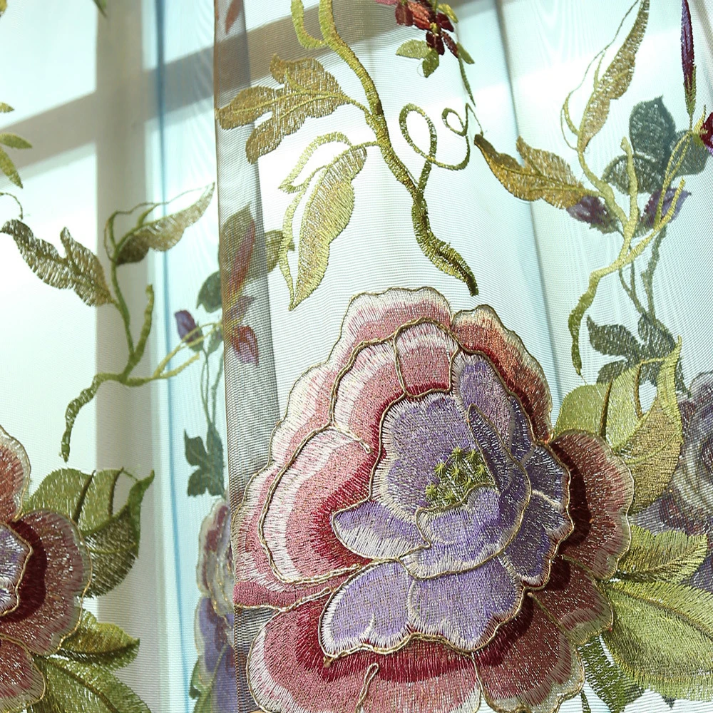 Красивые цветы Тюль роскошное вышитое украшение в виде подзора занавеска для гостиной спальни оконные шторы занавеси