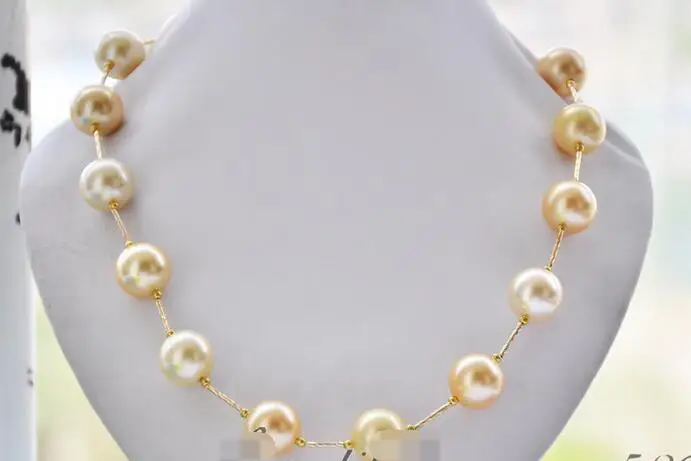 

3915 round golden south sea shell pearl necklace