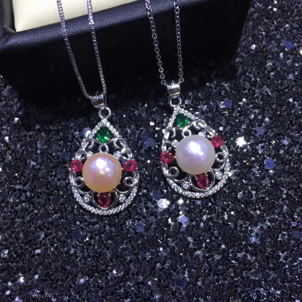 

YIKALAISI 925 sterling silver jewelry for women 100% natural 9-10mm freshwater pearl choker pendant 2019 fine jewelry Wholesale