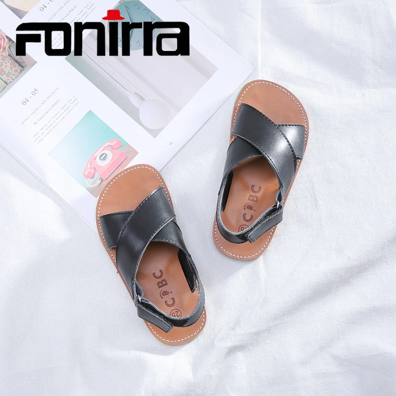 

FONIRRA 2019 Summer New Vamp Cross Hook&Loop Sandals Ankle-Wrap Fashionable Children's Shoes Comfortable And Soft Sandals 712