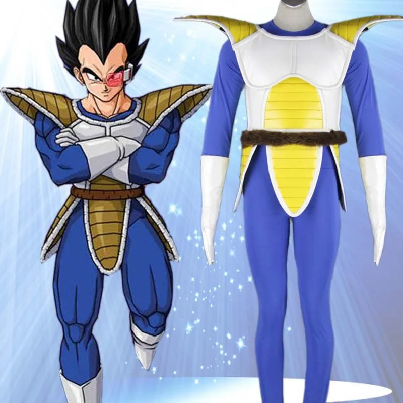 Dragon Ball Z костюмы Vegeta Косплей синие мужские костюмы