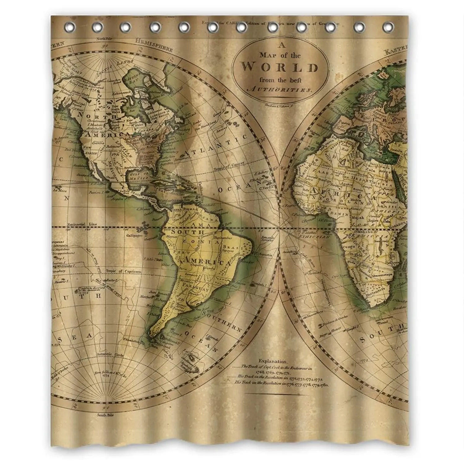 Simple World map pattern Shower Curtain Measure 60"(w)x72"(h)map