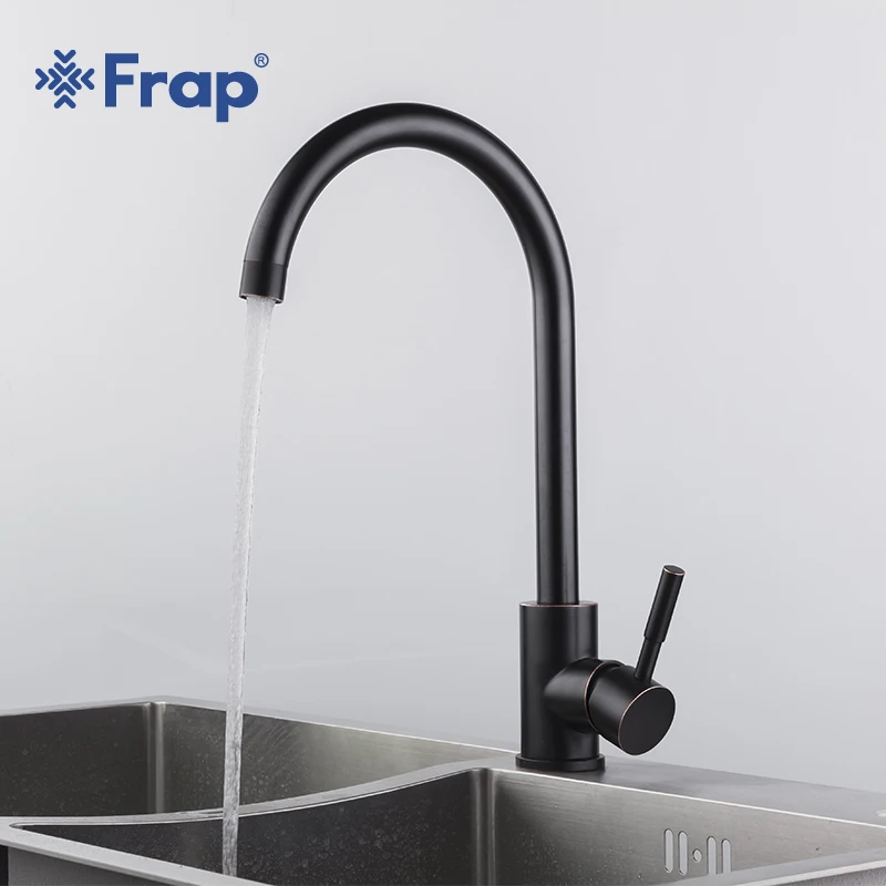 

Frap Stainless Steel Kitchen Sink Faucet 360 Degree Swivel Black Single Handle Water Tap Sink Vintage Kitchen Mixer Tap Yf40002