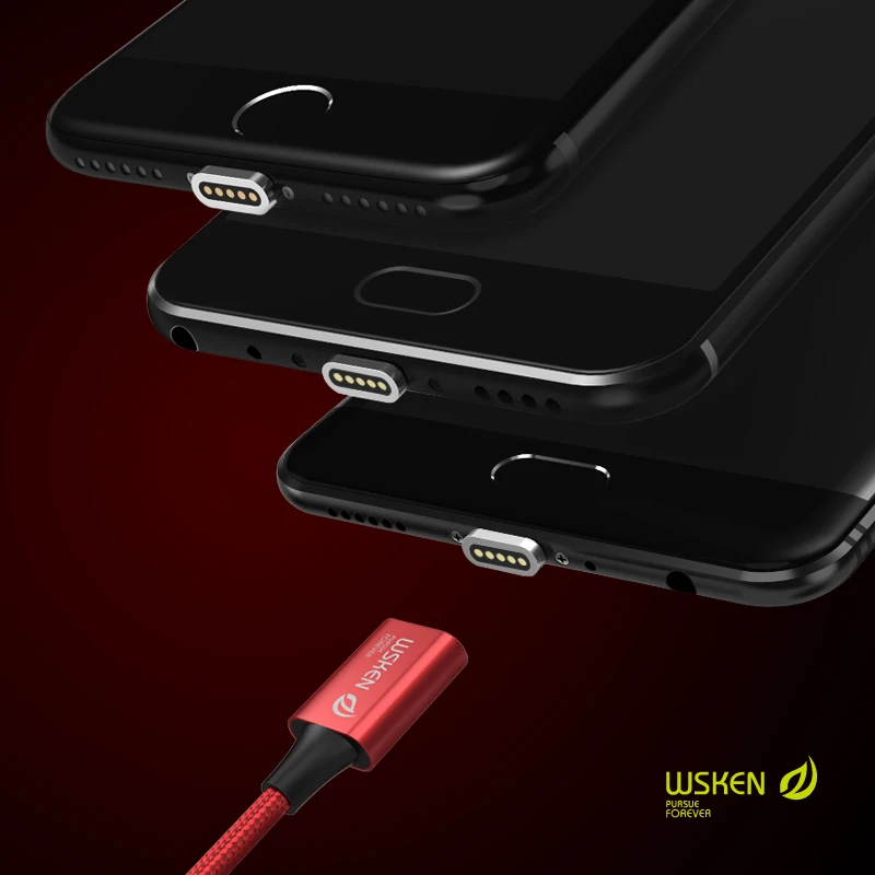 Магнитный кабель WSKEN Lite1, 3 шт./лот, быстрая Магнитная Зарядка, Micro USB кабель, Магнитный зарядный кабель для iPhone, USB кабель, 1 м