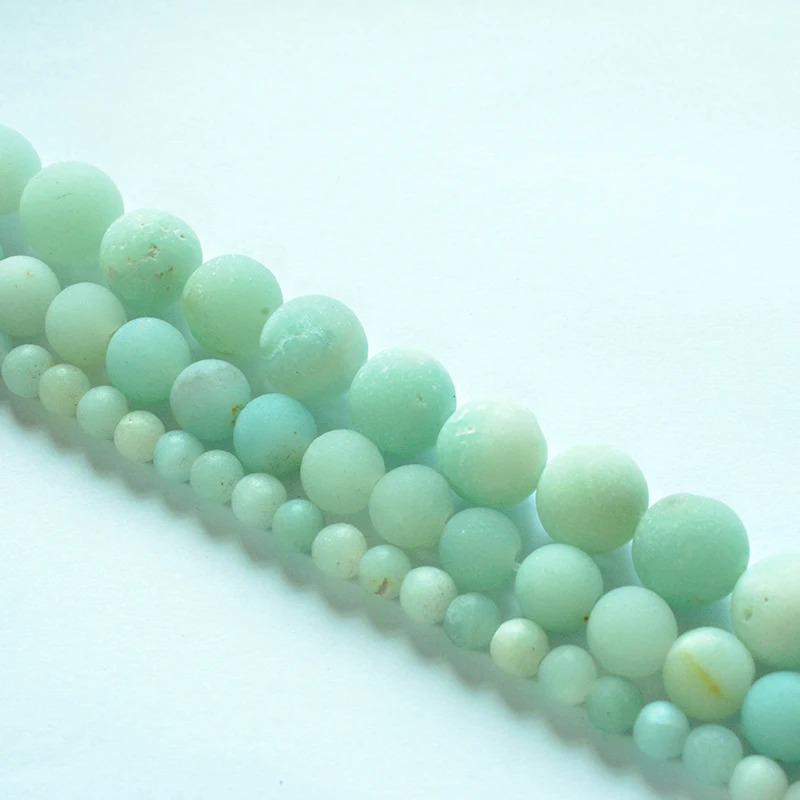 

4-12mm Natural Matte Blue Amazonite Round Stone Beads Agates Wholesale Loose Beads for Jewelry Making Bracelet DIY Free Shipping