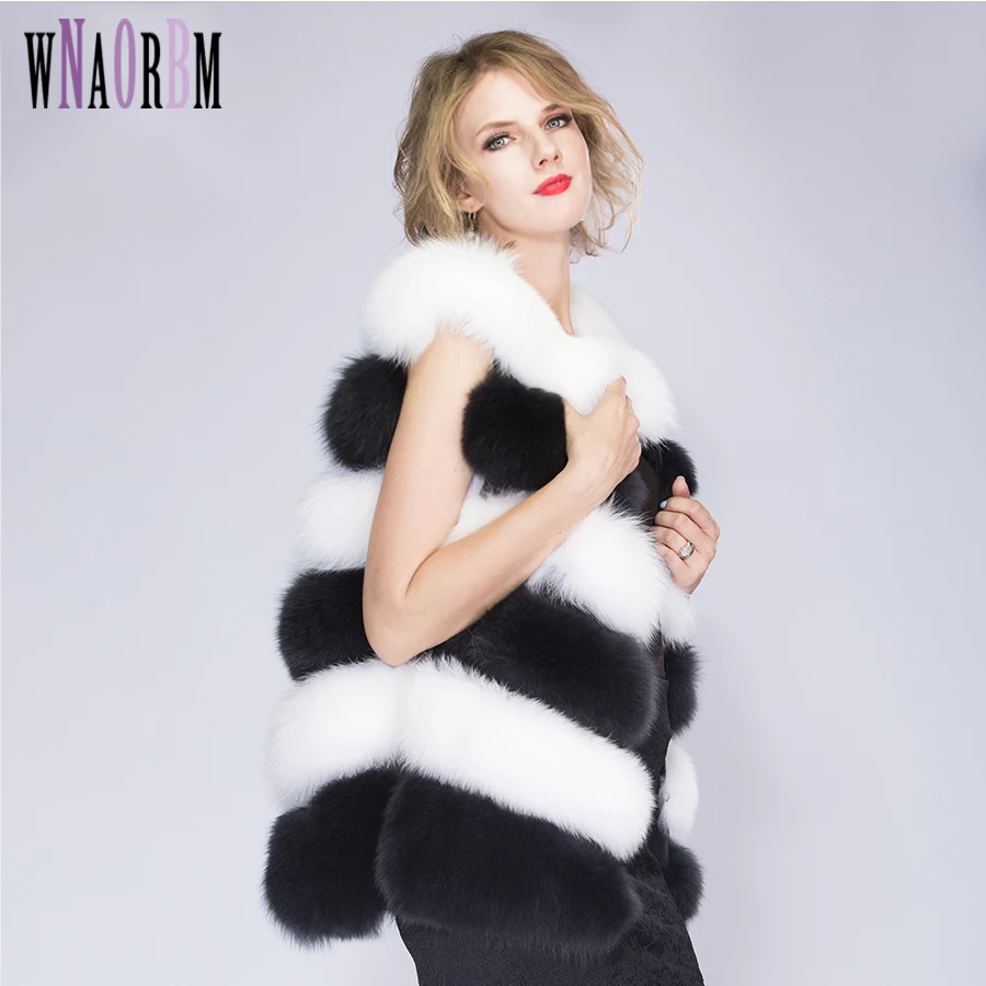 Fox Fur Vest 70cm Women Solid Coats Full Pelt Autumn Winter Warm Thick Sleeveless Coat Female Real Fox Fur Vest Size Custom fashion winter coat 90 cm medium long artifical fox fur vest women woman warm fake fox fur coats female sleeveless waistcoat