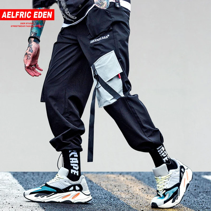 

Aelfric Eden Pockets Cargo Pants Mens 2019 Casual Harem Joggers Baggy Harajuku Streetwear Hip Hop Fashion Tactical Ribbon KJ64