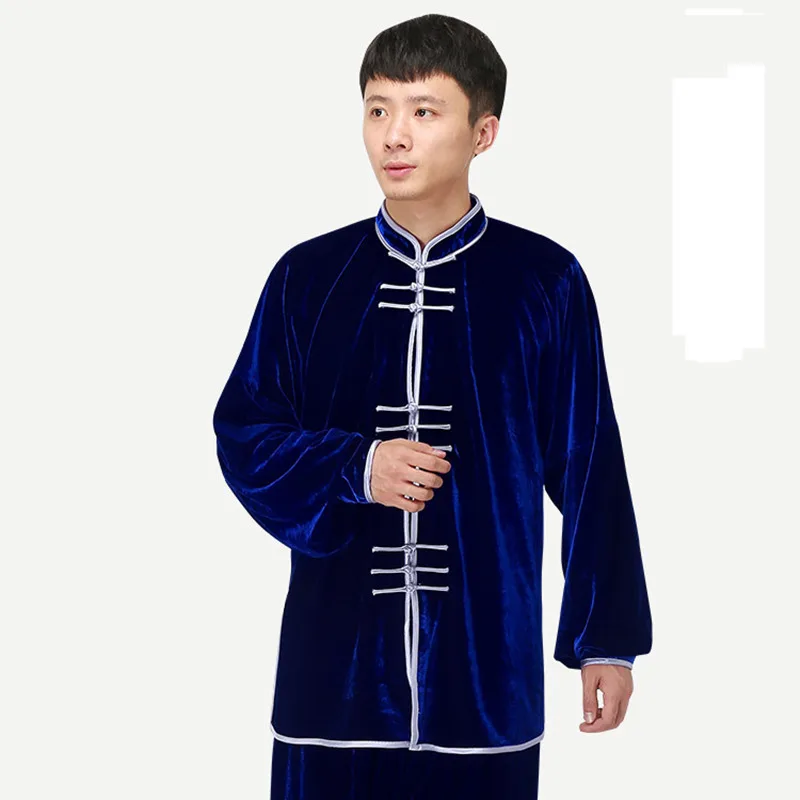 

Man autumn winter taiji clothing tai ji uniform Kung Fu suit Shirt+Pants thick pleuche wushu clothes