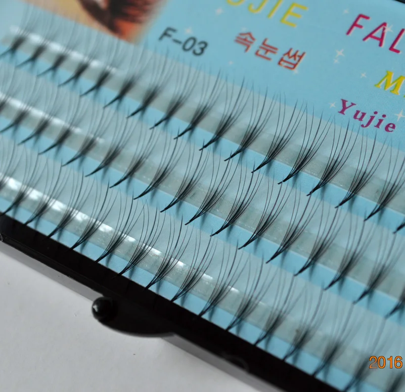 

10 trays Silk False Mink Flat Ellispe Eyelashes Extensions 5Roots 0.07Thickness C Curl, Individual Lashes
