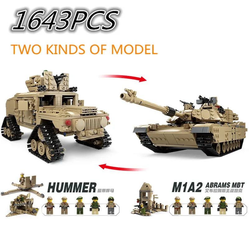 Kazi 1463 шт кирпичи военные M1A2 Танк Abrams главный боевой танк 2в1 строительные блоки