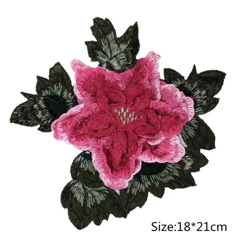 FFLACELL Вышивка Патчи Para La Ropa аппликация вышивка цветок патчи розы для одежды Parches - Цвет: Dark pink