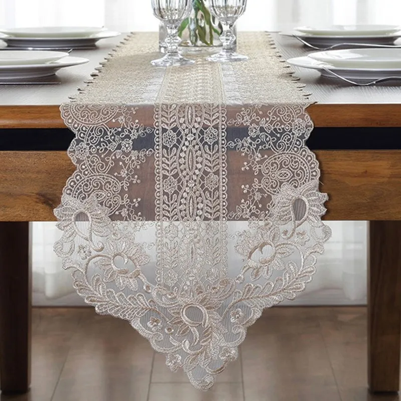 Weiss Stickerei Tisch Laufer Elegante Spitze Geschirr Esszimmer Restaurant Cafe Hochzeit Urlaub Event Catering Dekoration P1 Tischlaufer Aliexpress