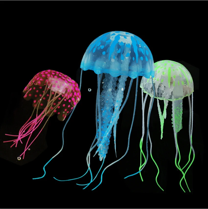 1 шт. прекрасный силиконовый искусственная Медуза Стиль плавающий светящийся эффект Аквариум Украшение Аксессуары случайный цвет