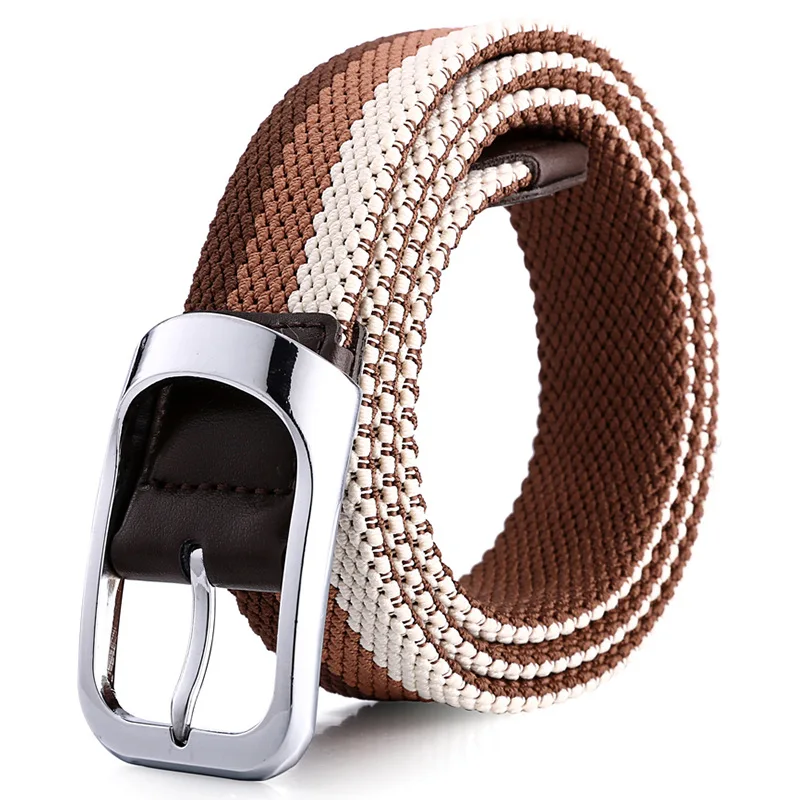 Mens Elastic Braided Patchwork luxury brand Belt For Men's Belts Woven Braided Stretch Webbed with  PU Leather Buckle belt men (3)