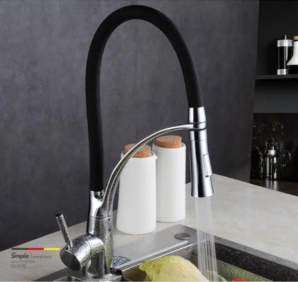 Copper rotary faucet kitchen sink pull faucet cold and hot water dishwasher faucet free shipping