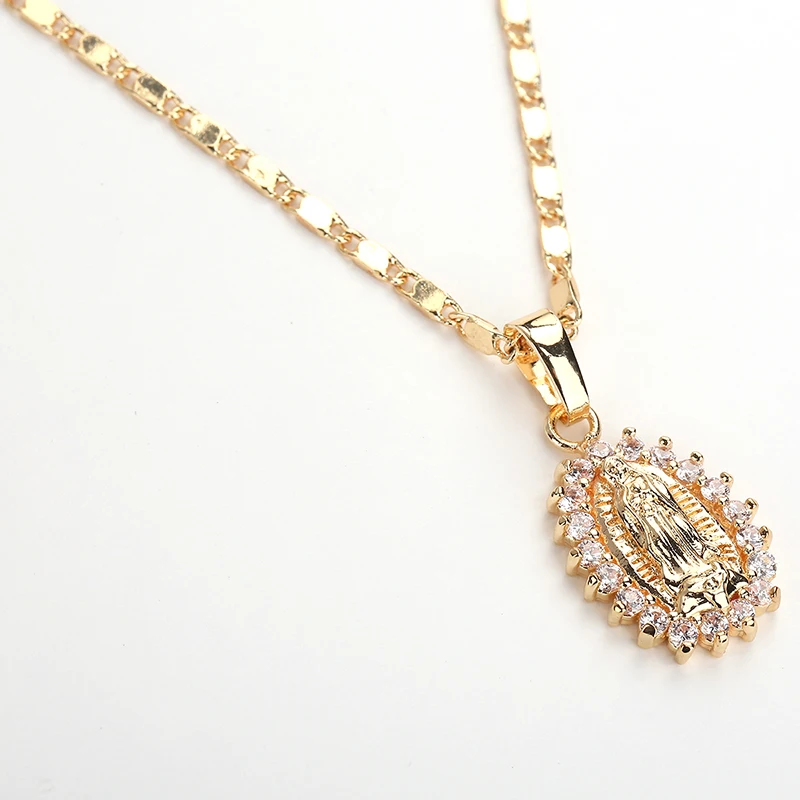 BTSETS ожерелье Девы Марии золотого цвета Bijoux имитация кристалла эффектное Женская